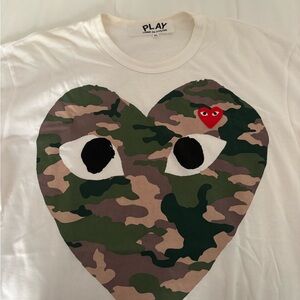 Comme des Garcons Kids Camo Heart Tee - White
